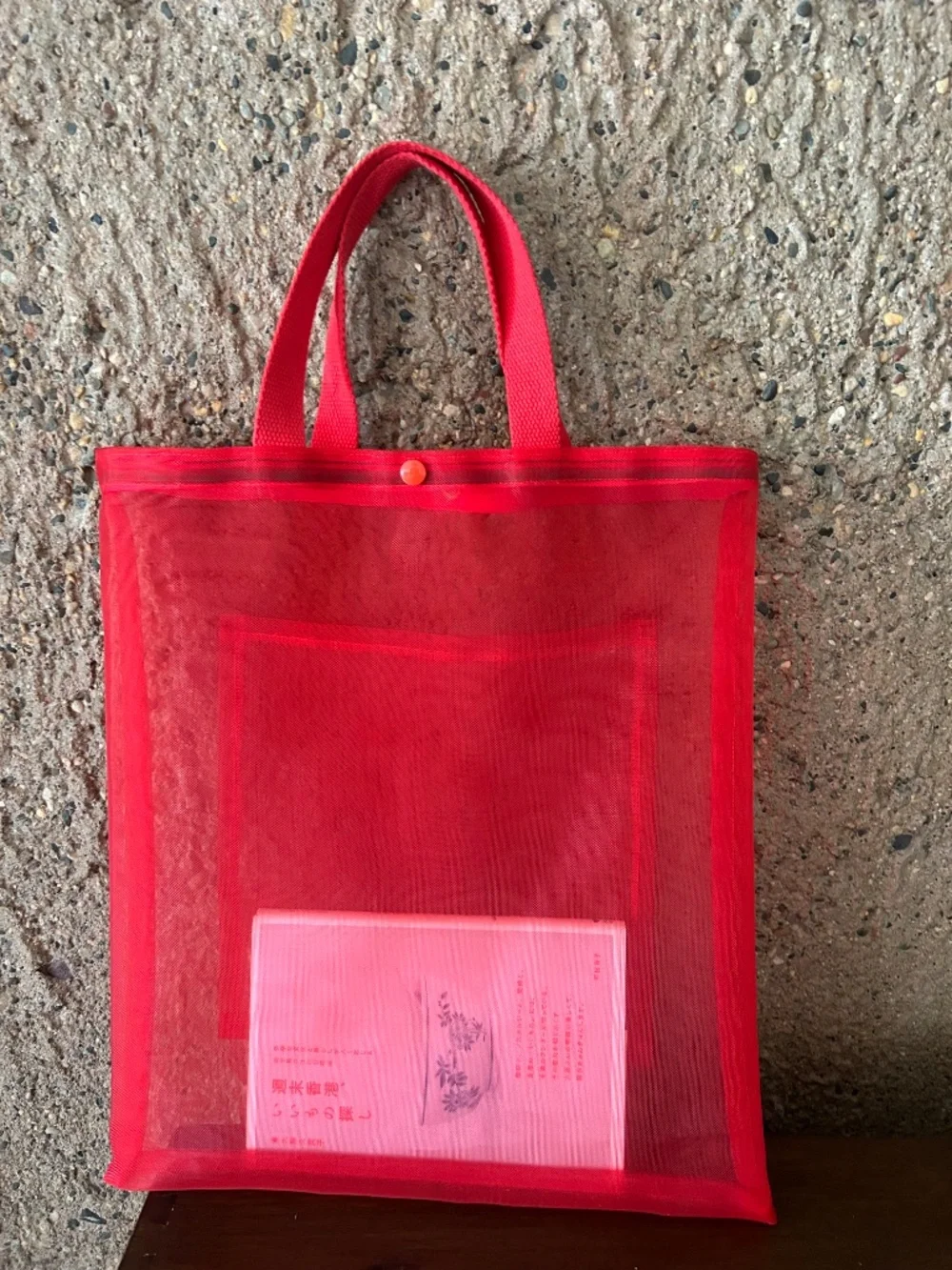 One of a Kind Handmade Red Sheer Mesh Tote Bag | Original Designer Piece